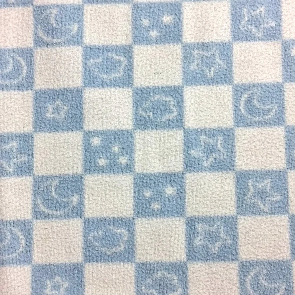 Bright Future Blue White Squares Baby Blanket Soft Fleece Star Moon Security